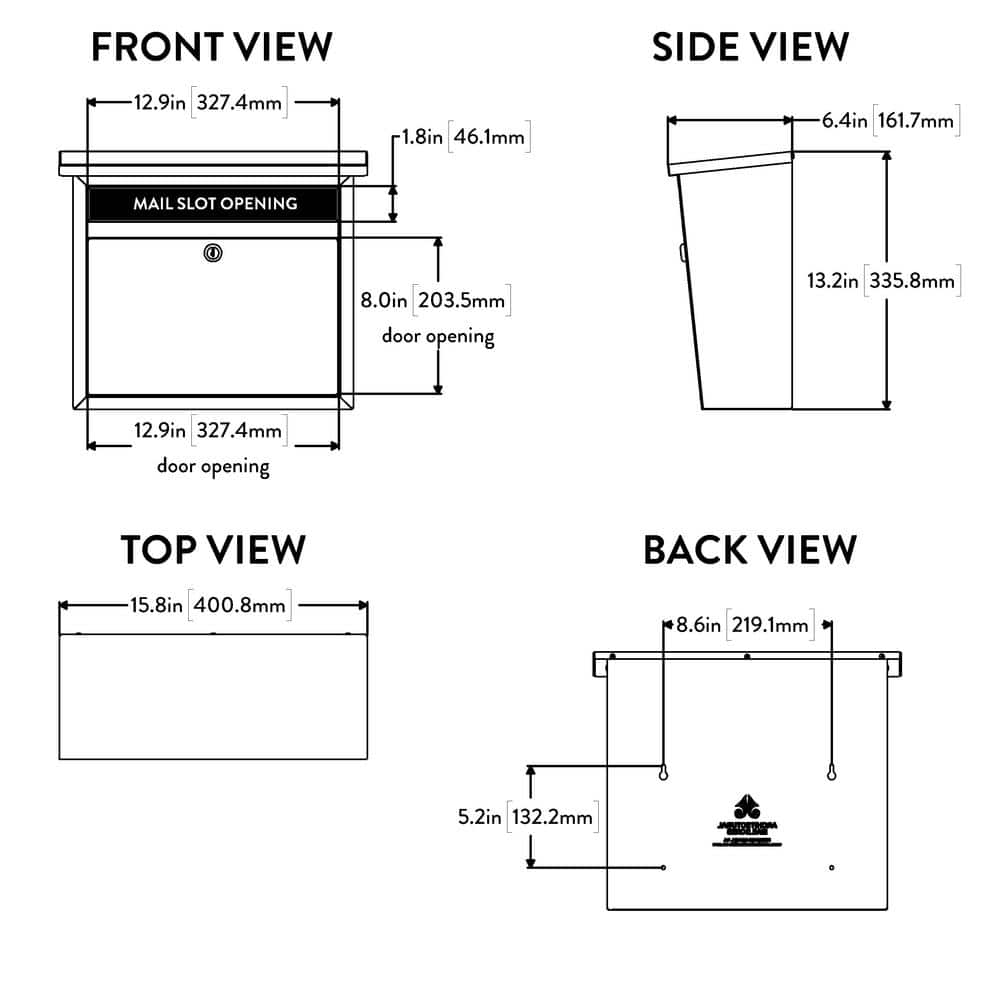 Maya Stainless Steel Lockable Wall Mount Mailbox, Medium