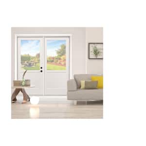 72 in. x 80 in. Right-Hand Inswing 2/3 Lite Low-E Glass White Finished Fiberglass Double Prehung Patio Door