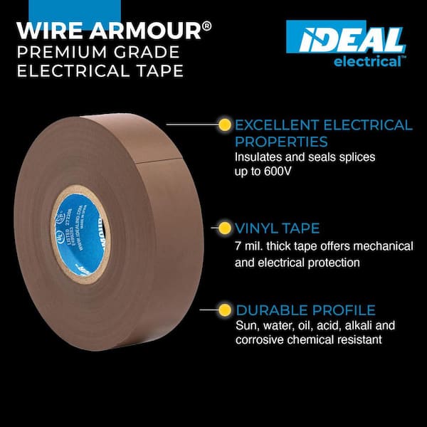 Wire Armour 3/4 in. x 66 ft. Premium Vinyl Tape, Brown (10-Pack)
