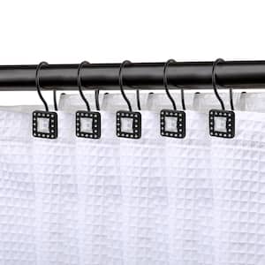 Create Idea 12Pcs Shower Curtain Rings Stainless Steel Heavy Duty Roller Double Glide Shower Hooks for Bathroom Shower Rods Curtains Liners Set 