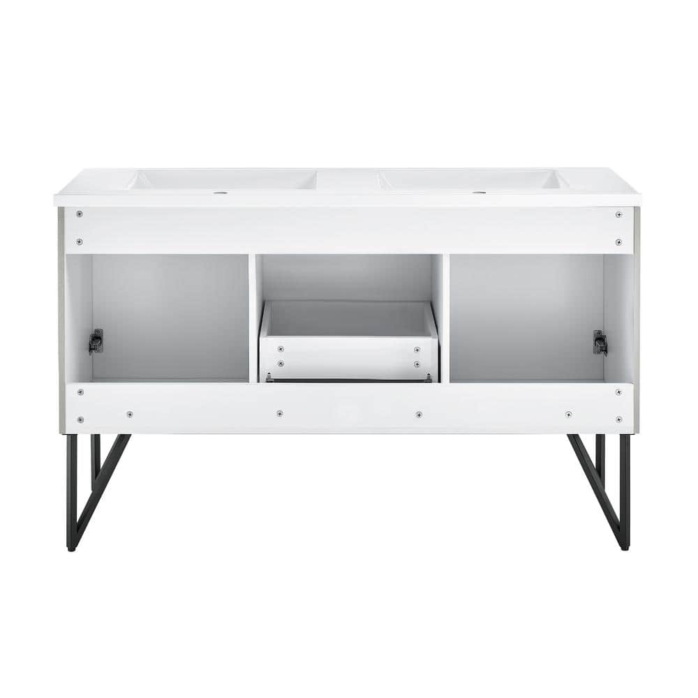 Annecy 60" Double Gray Freestanding Bathroom Vanity with Ceramic Top