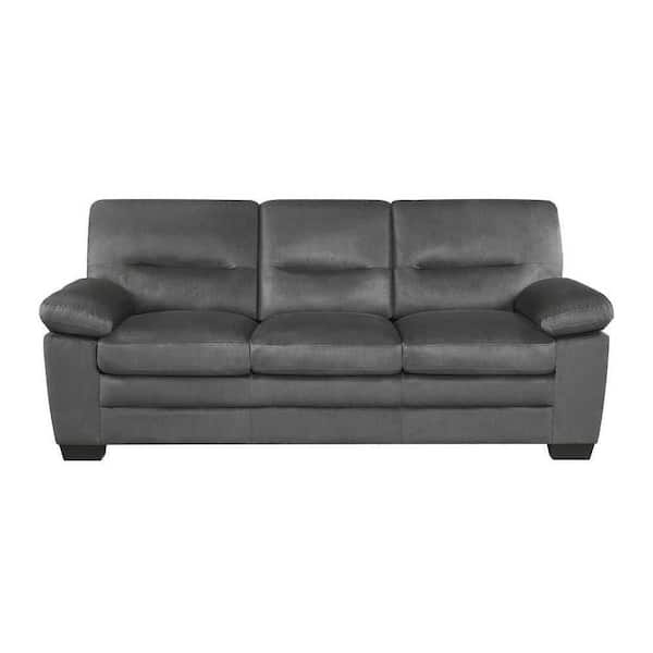 EVERGLADE HOME Solomon 84 in. Round Arm Polyester Straight Rectangle Sofa in Dark Gray