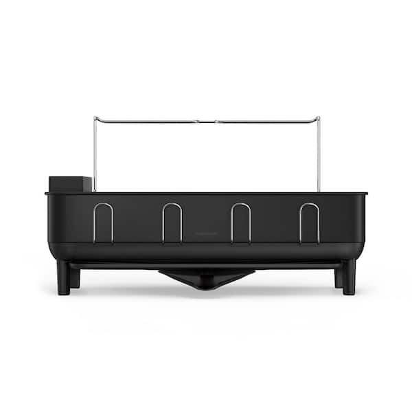 Kitchen Dish Drying Rack with Swivel Spout, Fingerprint-Proof Stainless Steel Frame, Matte Black