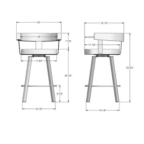 Parker 26 in. Grey White Polyester / Black Metal Swivel Counter Stool
