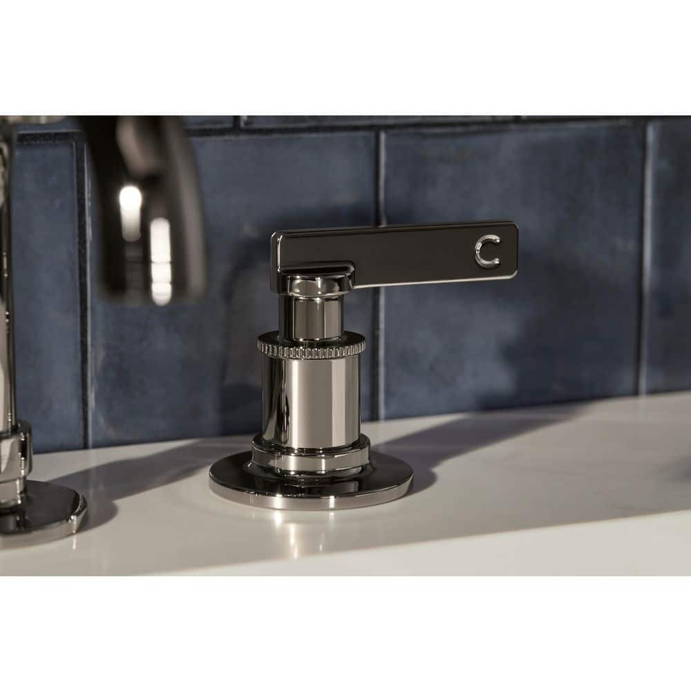 Polished Chrome Widespread Bathroom Sink Faucet with Stamped Levers