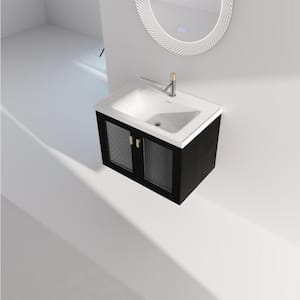 Anky 27.8 in. W x 18.5 in. D x 20.7 in. H Single Sink Bath Vanity in Black with White Ceramic Top