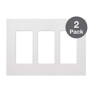 Claro 3 Gang Wall Plate for Decorator/Rocker Switches, Gloss, White (CW-3-WH-2PK) (2-Pack)
