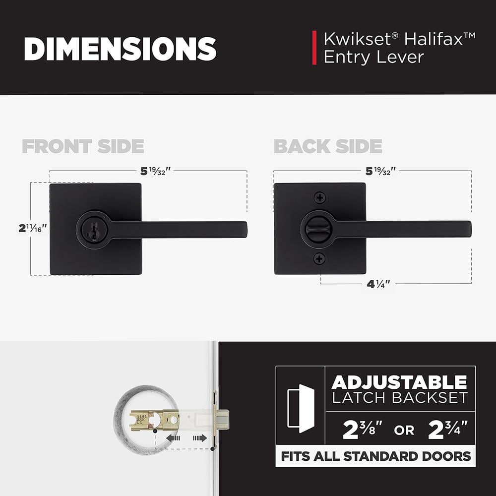 Halifax Matte Black Square Entry Door Knob