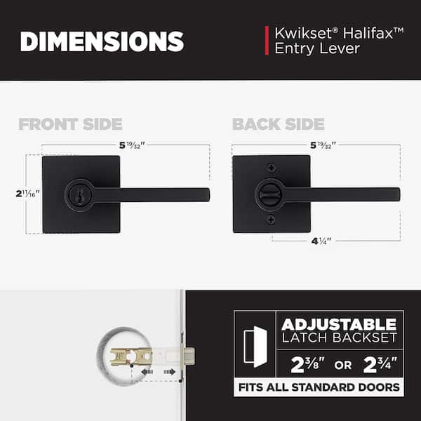 Kwikset Halifax Square Matte Black Keyed Entry Door Handle