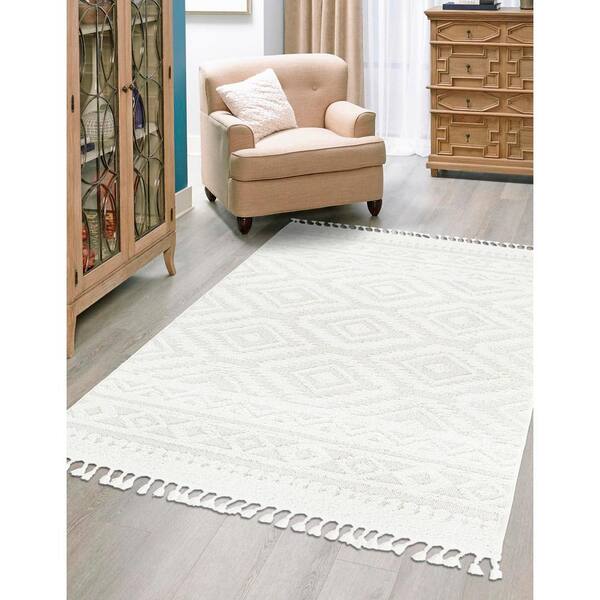 ABREEZE Black and White Rug Bohemian Rugs- Cotton Braided Black