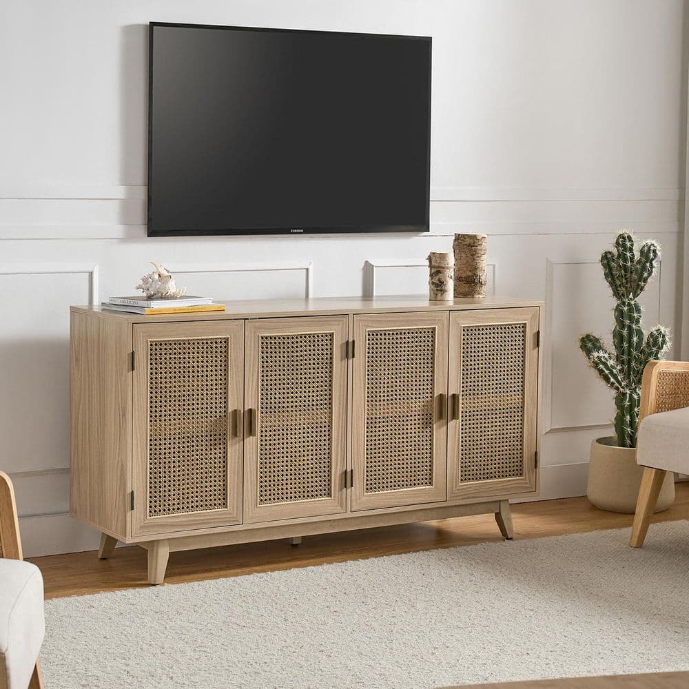 JAYDEN CREATION Buthrotos 56.8 in. W Acorn TV Stand for TVs up to