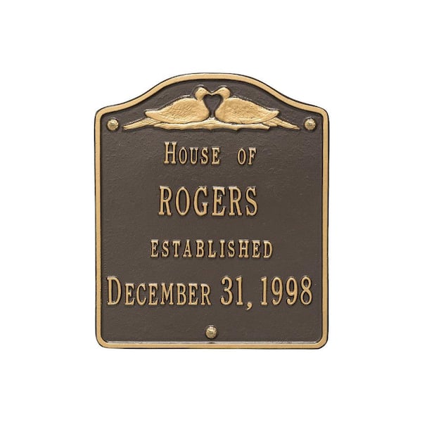 Wedding Standard Wall Square Bronze/Gold 2-Line Address Plaque