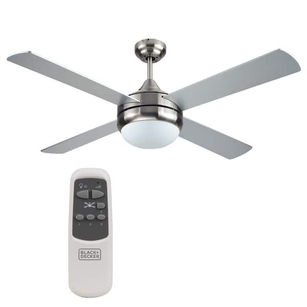 BLACK+DECKER BCF5252R 52 in. Smart Indoor 4-Bladed Brushed Nickel Ceiling Fan with Light and Remote Control