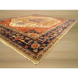 Ivory 3 ft. x 5 ft. Hand-Knotted Wool Traditional Serapi Area Rug