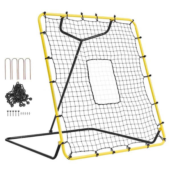 VEVOR Baseball And Softball Rebounder Net 4 ft. x 4.5 ft. Baseball Nest for Pitching and Fielding Training 4 Adjustable Angles