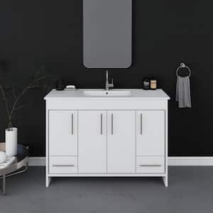 Pacific 48 in. W x 18 in. D Bath Vanity in White with Integrated Ceramic Vanity Top in White with White Basin