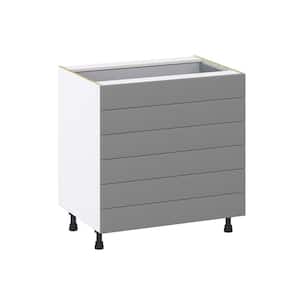 33 in. W x 34.5 in. H x 24 in. D Bristol Painted Slate Gray Shaker Assembled Base Kitchen Cabinet with 6-Drawer