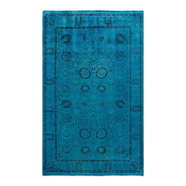 Fine Vibrance Blue 5 ft. x 8 ft. Solid Wool Indoor Area Rug