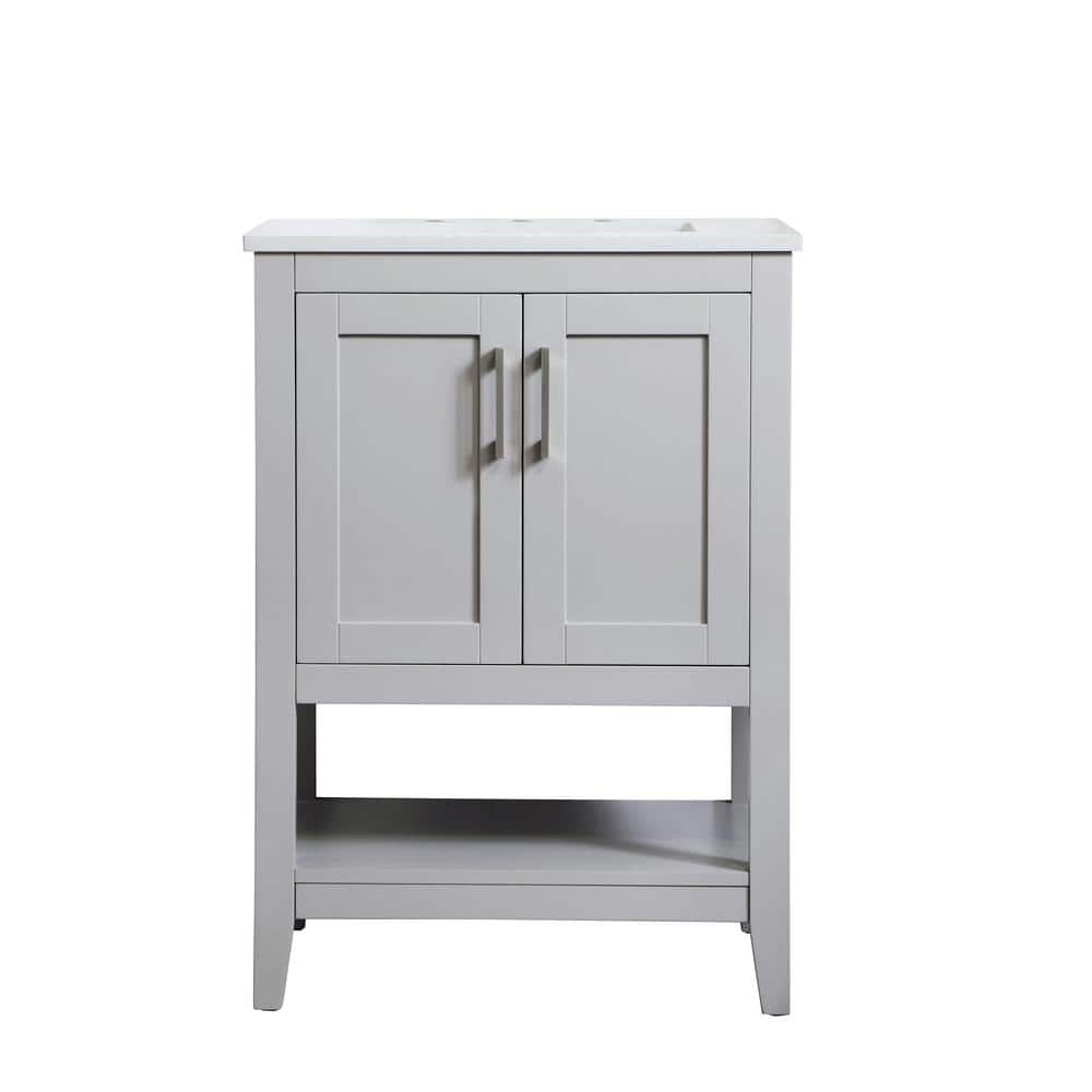 Timeless Home 24 in. W x 19 in. D x 34 in. H Single Bathroom Vanity in Grey
