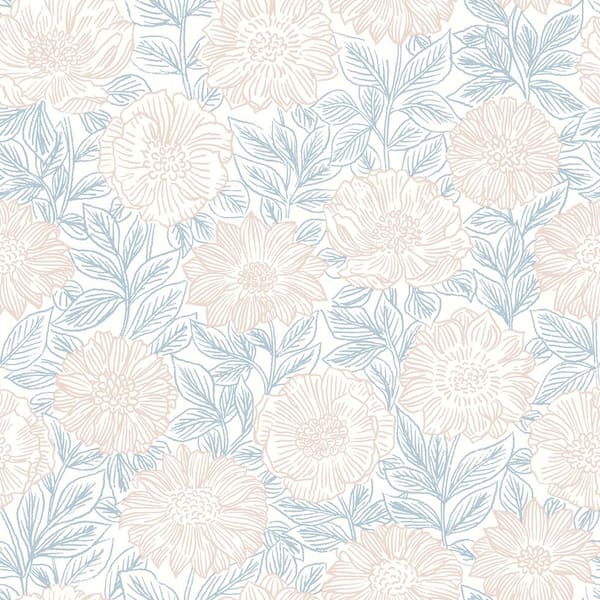Chesapeake Faustin Blush Floral Matte Pre-pasted Paper Wallpaper