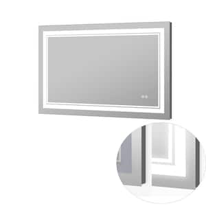 24 in. W x 40 in. H Rectangular Frameless Dimmable Lighted Wall Bathroom Vanity Mirror with 3 Color Lights in Aluminum