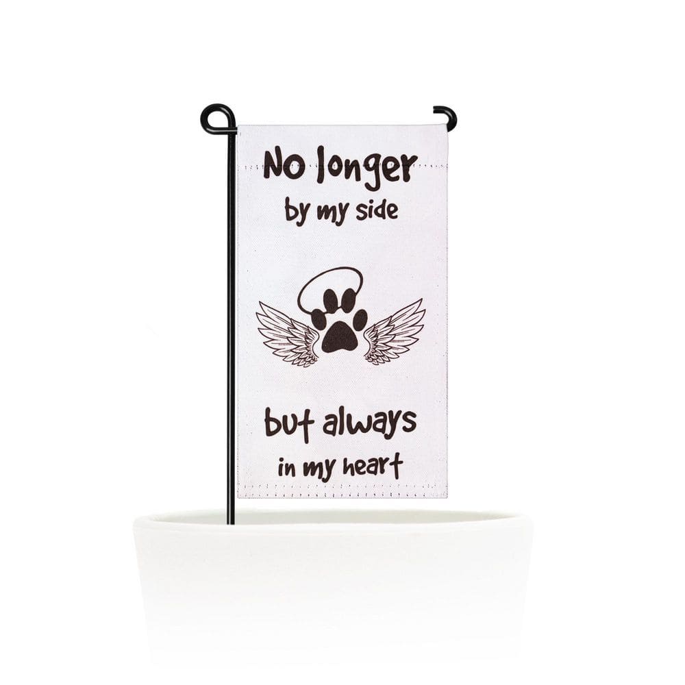 4 in. x 8 in. Polyester Angelic Pawprint Pet Memorial 2-Sided Garden Flag with 14 in. Black Iron Garden Stand price history on PriceWatchPro