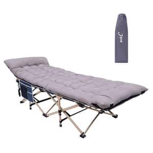 Camping Cots, Camping Cots with Mattress, Cots for Adults, Folding Cot with Carry Bag Holds Up to 500 lbs. (1-Pack Grey)