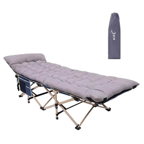 Camping Cots, Camping Cots with Mattress, Cots for Adults, Folding Cot with Carry Bag Holds Up to 500 lbs. (1-Pack Grey)