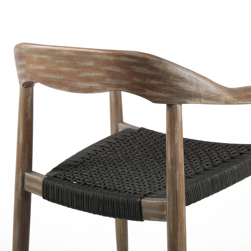 Eucalyptus Wood and Charcoal Rope 5-Piece Round Outdoor Dining Set