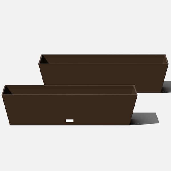 Veradek 9 in. x 36 in. Espresso Plastic Window Box (2-Pack)