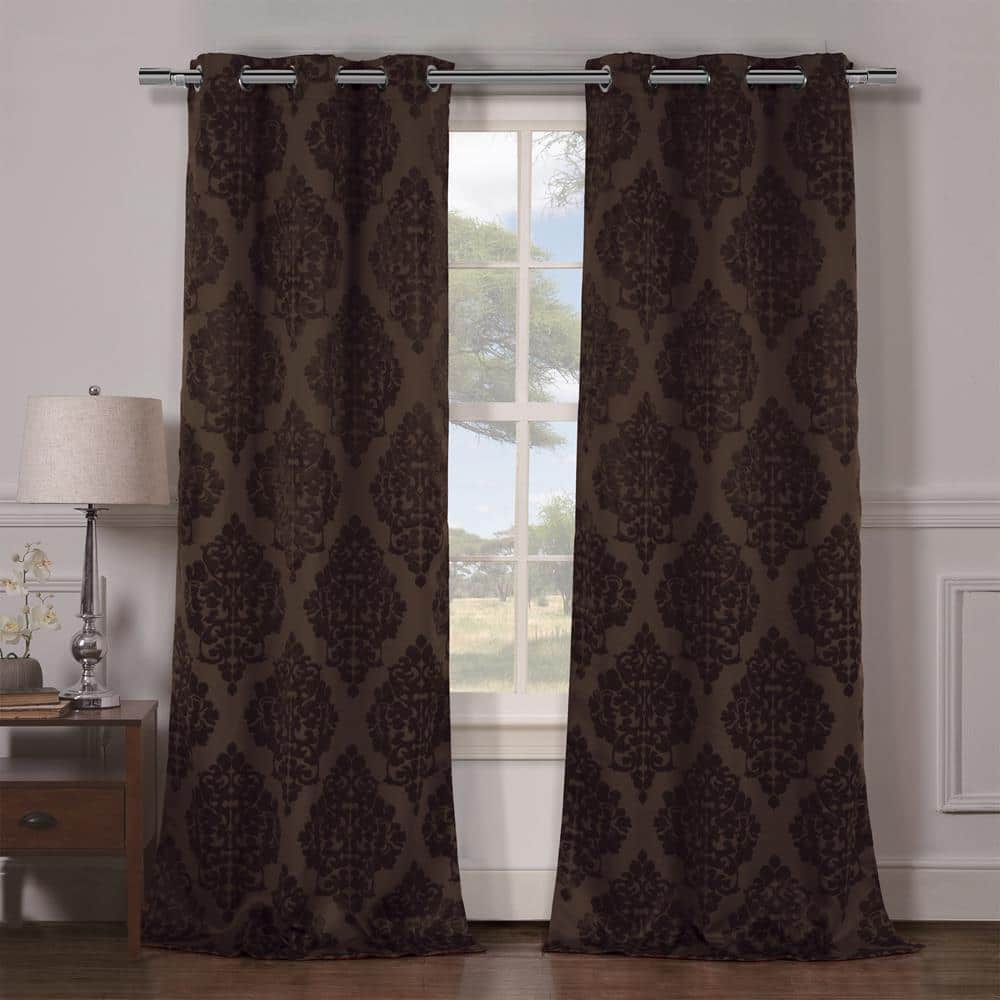 Catalina 38 in. W x 84 in. L Polyester Window Panel in Chocolate