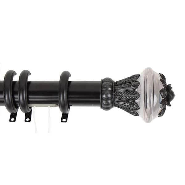 Rod Desyne 48 in. - 84 in. Paradise Decorative Traverse Rod in Black with Rings