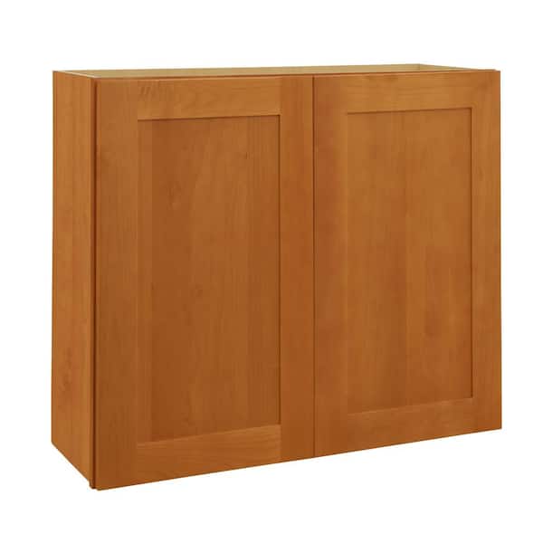 Home Decorators Collection Newport 27 in. W x 12 in. D x 42 in. H Assembled Plywood Wall Kitchen Cabinet in Cinnamon with Soft Close