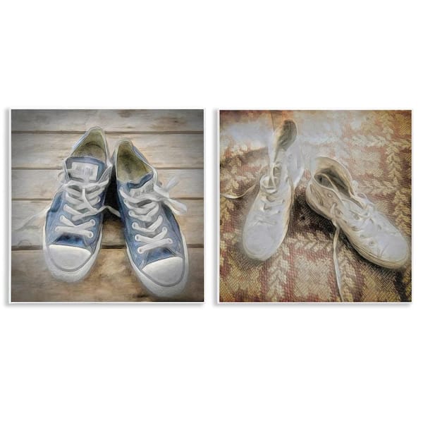 Vintage Sneakers View by Graffi*Tee Studios 2-Pieces Unframed Abstract Graphic Art Print 12 in. x 12 in.