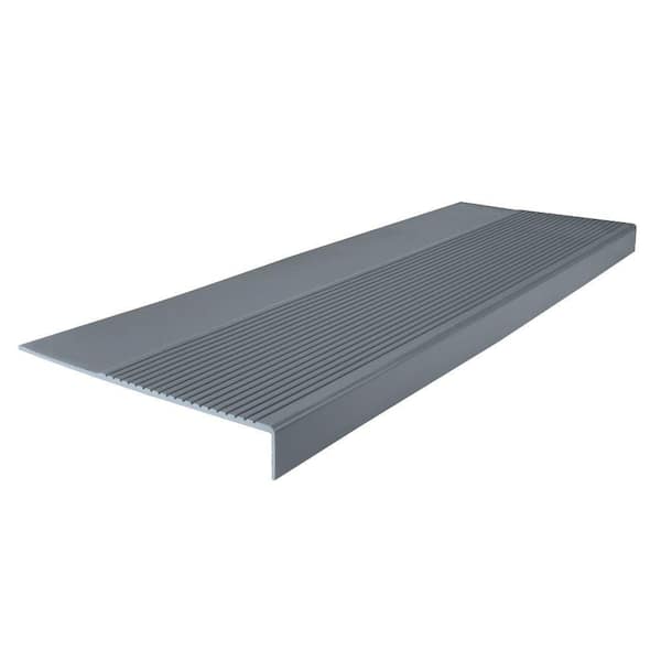 ROPPE Light Duty Ribbed Design Dark Gray 12-1/4 in. x 48 in. Rubber Square Nose Stair Tread