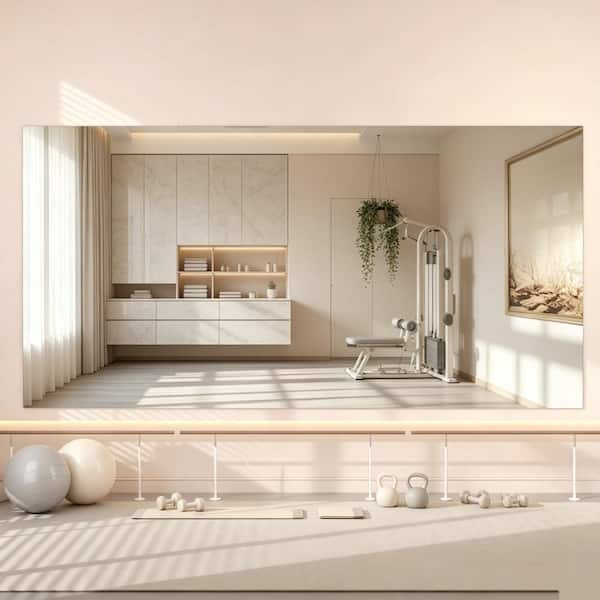 Avex Transparent 1pc 36 in. W x 72 in. H Rectangle Frameless Full Length Mirror Wall-Mounted Gym Mirror
