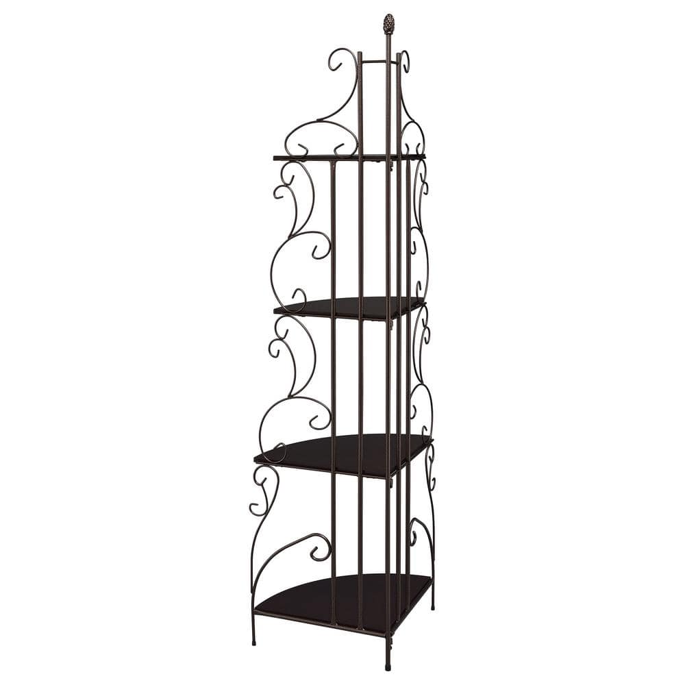 Cappuccino and Copper 4-Shelf Corner Bookcase