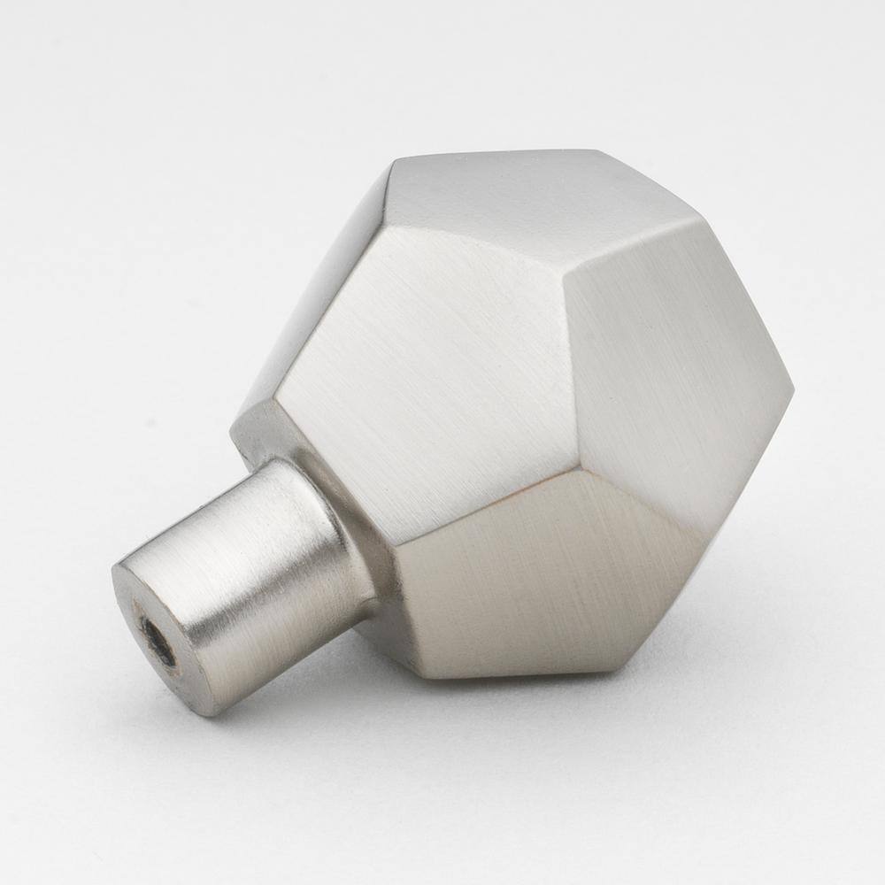 1.5" Brushed Nickel Faceted Round Cabinet Knob Multipack