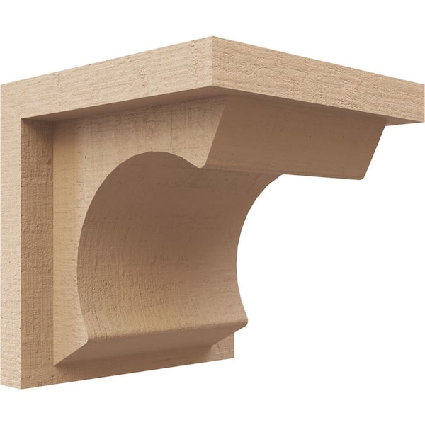Ekena Millwork 4 in. x 4 in. x 4 in. Series 1 Wide Emerson Rough Cedar Woodgrain Timberthane Polyurethane Corbel, Primed Tan