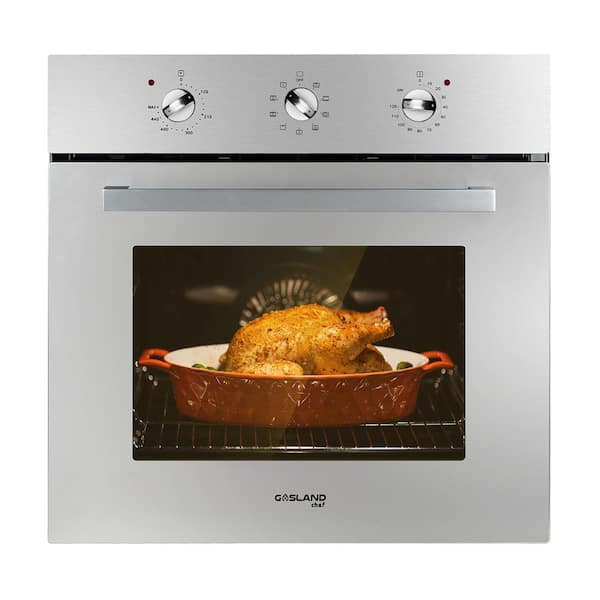 GASLAND Chef 24 in. Built-in Electric Single Wall Oven with Rotisserie, 9 Cooking Modes, Mechanical Knob Control in Stainless-Steel
