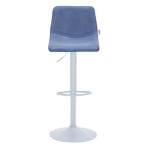 Adjustable Height Bar Stool in Metal with Leather Upholstery Iron Metal Base Foam 33 in. Seat Height in Peacock Blue