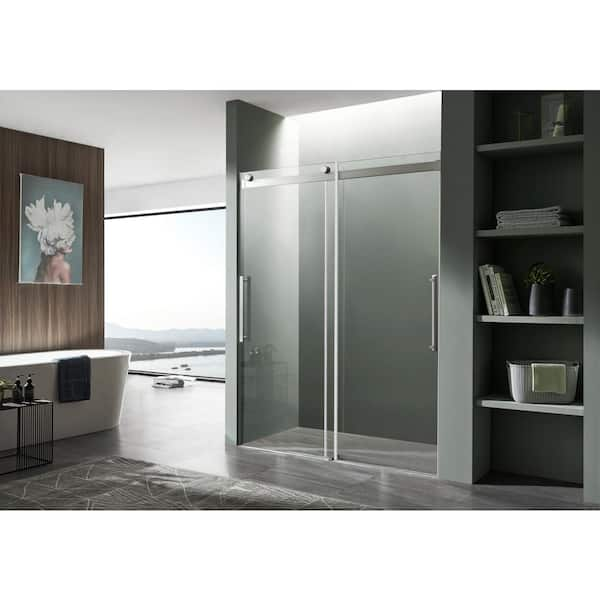 ANZZI Stellar 48 in. W x 76 in. H Sliding Frameless Shower Door ...