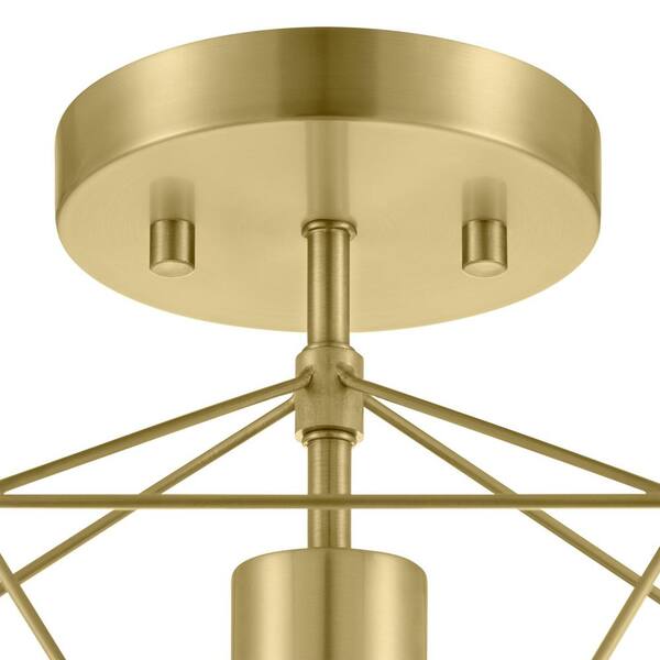 Hampton Bay Winfield 9.5 in. 1-Light Gold Semi-Flush Mount Ceiling Light  Fixture with Geometric Cage RS2104101 The Home Depot