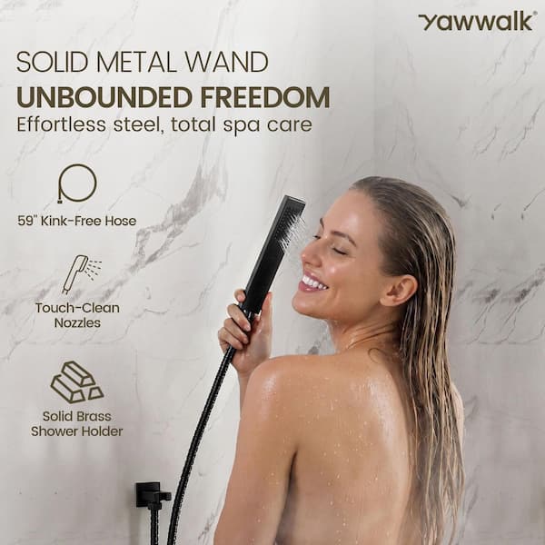 YAWWALK 3-Spray 12 and 6 in. Dual Shower Head and Handheld Shower