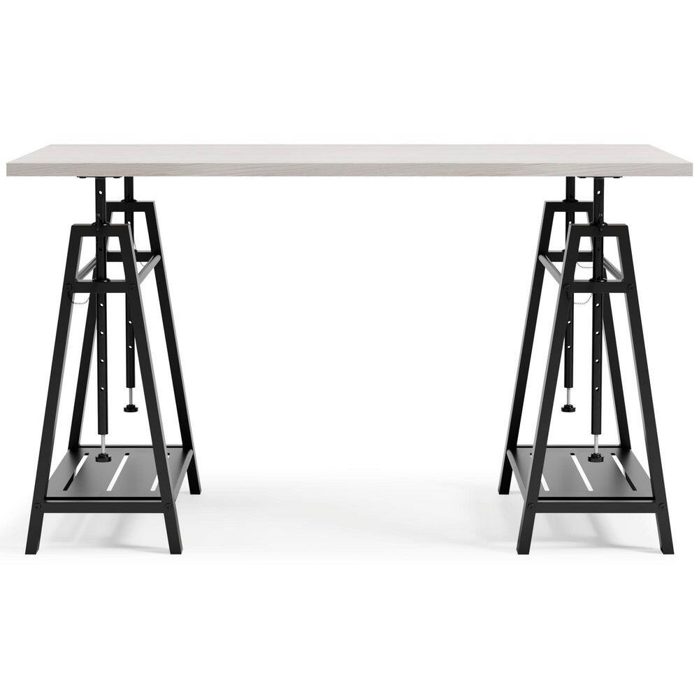 Transitional 47'' Black and White Adjustable Home Office Desk with Drawer