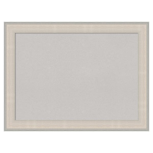 Amanti Art Cottage White Silver Wood Framed Grey Corkboard 32 in. x 24 ...