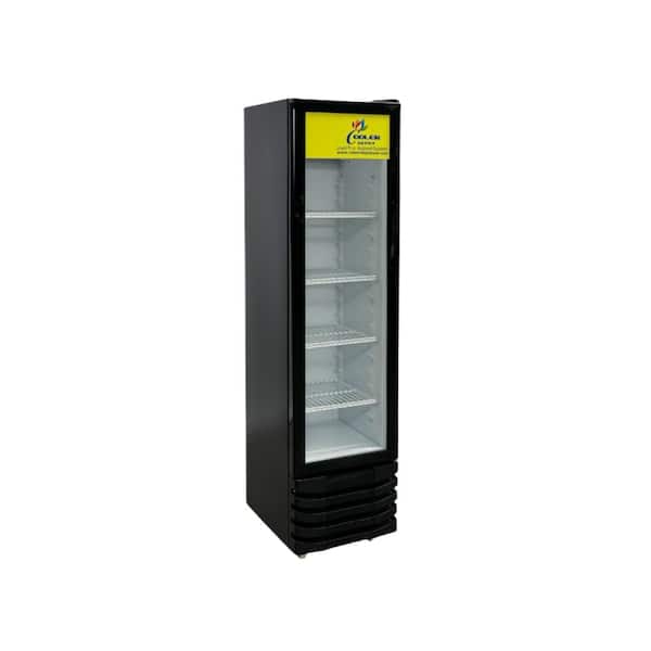 Cooler Depot 15 in. 6 cu. ft. Narrow Slim Commercial Glass Door Display Refrigerator in Black