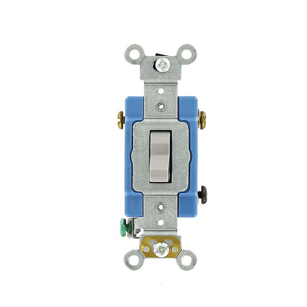 Leviton 15 Amp Industrial Grade Heavy Duty 3-Way Toggle Switch, Gray 1203-2GY