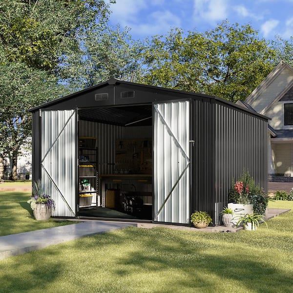 Sizzim 10 ft. W x 10 ft. D Storage Metal Shed with Double Sizzim 10 ft. W x 10 ft. D Storage Metal Shed with Double