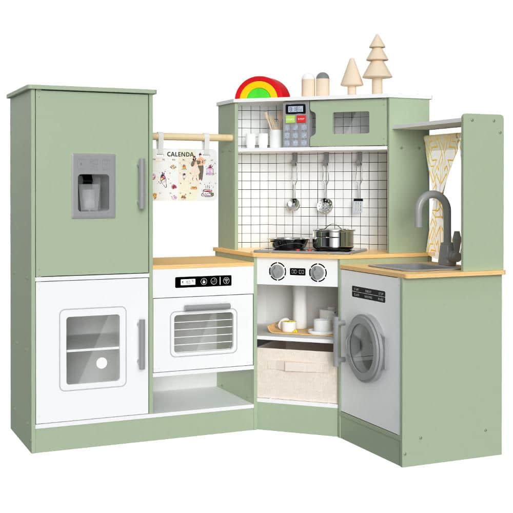 Wooden Corner Play Kitchen for Kids with Lights & Sounds, 33 Accessories, Pretend play cooking set for Toddlers Ages 3+ price history on PriceWatchPro